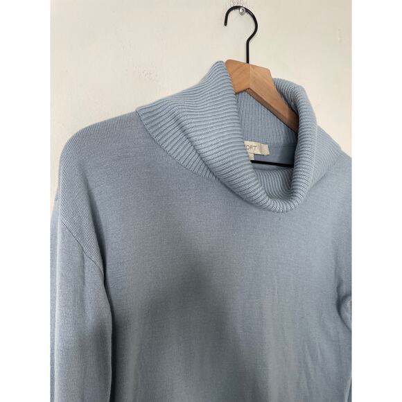 B1G2 FREE 🍁 Loft Blue Cowl Neck Tunic Sweater Small Rib Knit Casual Minimalist - Picture 7 of 11
